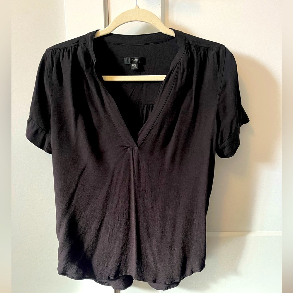 J crew black short sleeve blouse